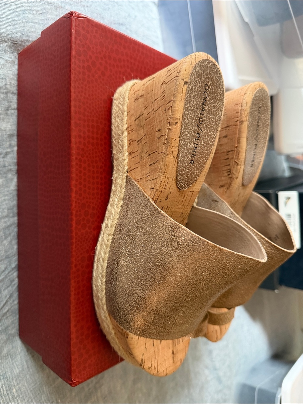 Donald J. Pliner Goldish Bronze Janet Cork Slide Mules - Picture 2 of 6